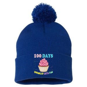 100 Days Sprinkled Fun Pink Cupcake 100th Day Of School Gift Pom Pom 12in Knit Beanie