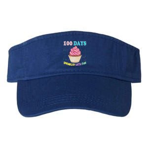 100 Days Sprinkled Fun Pink Cupcake 100th Day Of School Gift Valucap Bio-Washed Visor