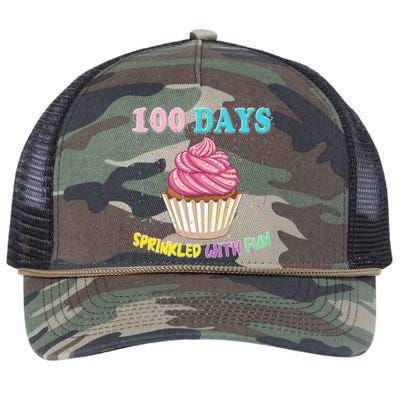 100 Days Sprinkled Fun Pink Cupcake 100th Day Of School Gift Retro Rope Trucker Hat Cap