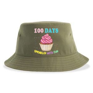 100 Days Sprinkled Fun Pink Cupcake 100th Day Of School Gift Sustainable Bucket Hat