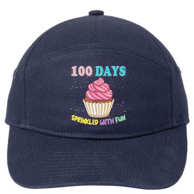 100 Days Sprinkled Fun Pink Cupcake 100th Day Of School Gift 7-Panel Snapback Hat