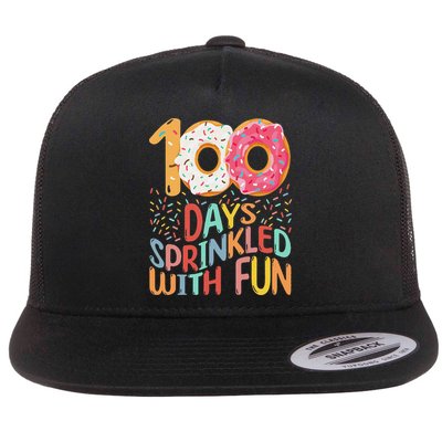 100 Days Sprinkled With Fun Cupcake 100th Day Of School Flat Bill Trucker Hat