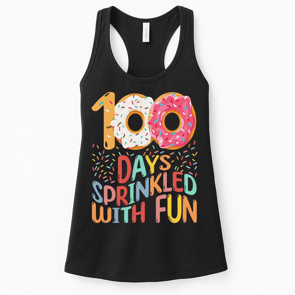 100 Days Sprinkled With Fun Cupcake 100th Day Of School Womens Tank Top