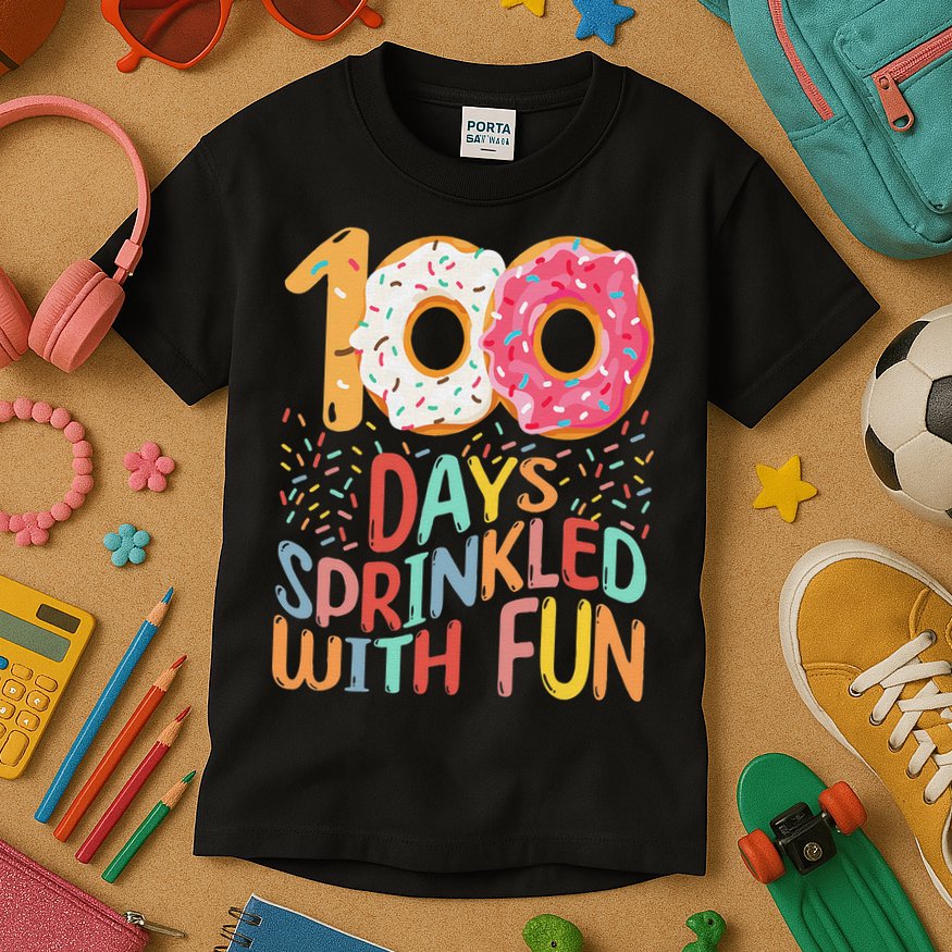 100 Days Sprinkled With Fun Cupcake 100th Day Of School Kids T-Shirt