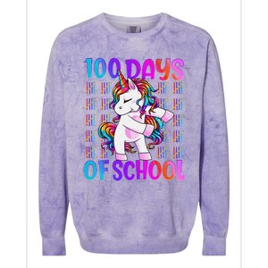 100 Days Smarter Unicorn 100 Days Of School 100th Day Colorblast Crewneck Sweatshirt