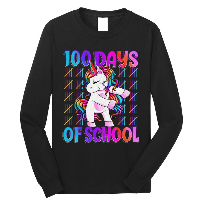 100 Days Smarter Unicorn 100 Days Of School 100th Day Long Sleeve Shirt