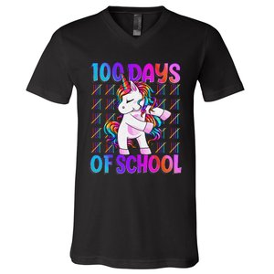 100 Days Smarter Unicorn 100 Days Of School 100th Day V-Neck T-Shirt