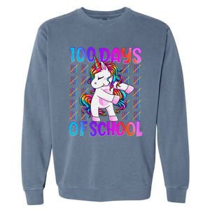 100 Days Smarter Unicorn 100 Days Of School 100th Day Garment-Dyed Sweatshirt