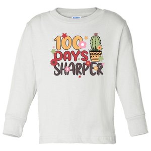 100 Days Sharper 100 Days Celebration For Teacher 100 Days Of School Toddler Long Sleeve Shirt