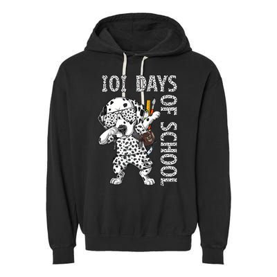 101 Days School Dabbing Dalmatian Dog Teachers Garment-Dyed Fleece Hoodie