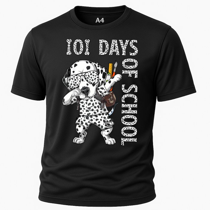 101 Days School Dabbing Dalmatian Dog Teachers Cooling Performance Crew T-Shirt
