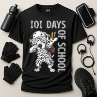 101 Days School Dabbing Dalmatian Dog Teachers Cooling Performance Crew T-Shirt
