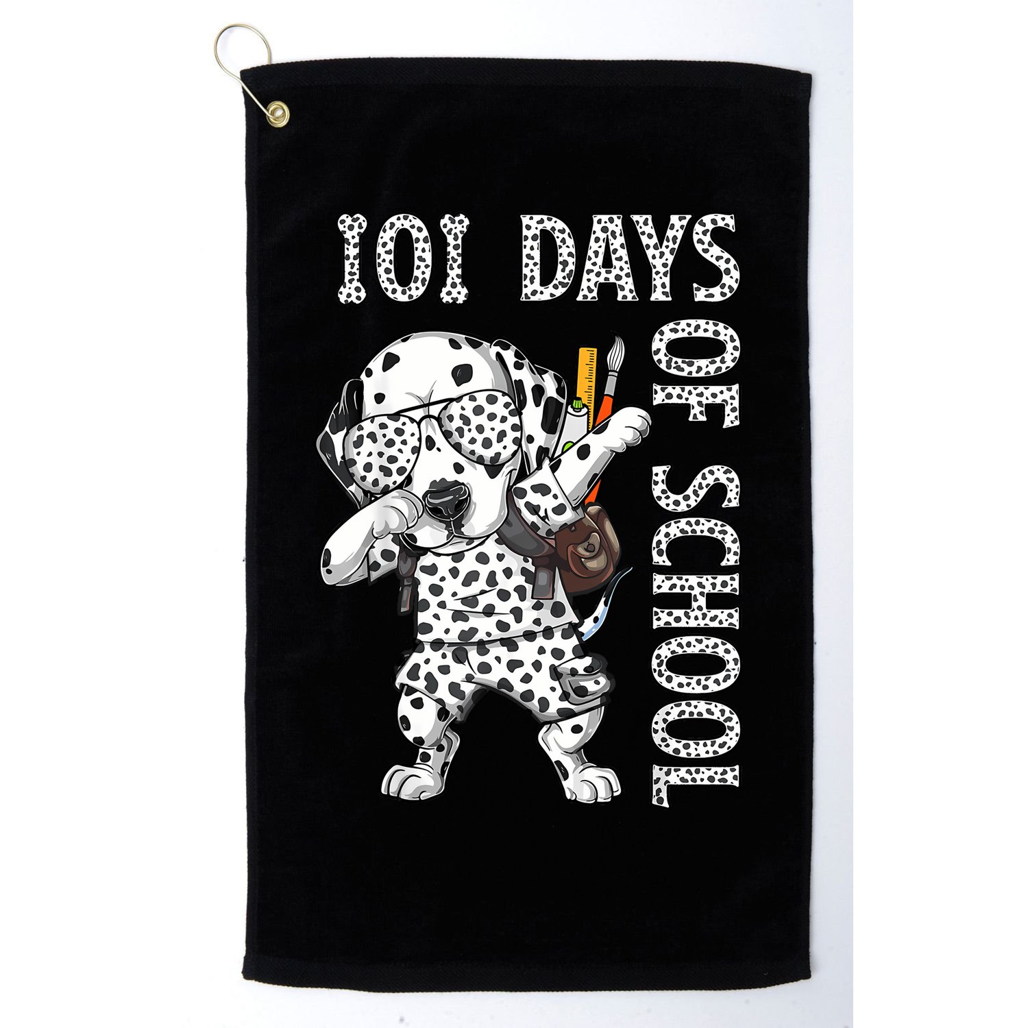 101 Days School Dabbing Dalmatian Dog Teachers Golf Towel