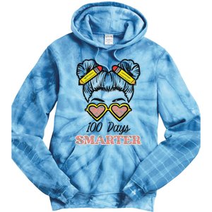 100 Days Smarter Bun 100th Day School Teacher Tie Dye Hoodie