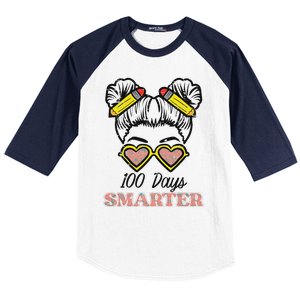 100 Days Smarter Bun 100th Day School Teacher Baseball Sleeve Shirt