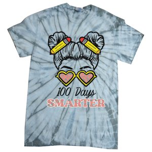 100 Days Smarter Bun 100th Day School Teacher Tie-Dye T-Shirt