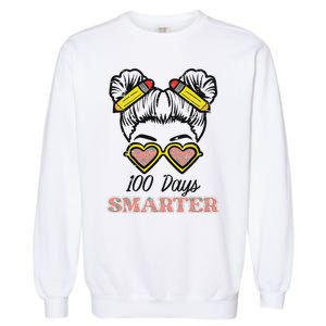 100 Days Smarter Bun 100th Day School Teacher Garment-Dyed Sweatshirt