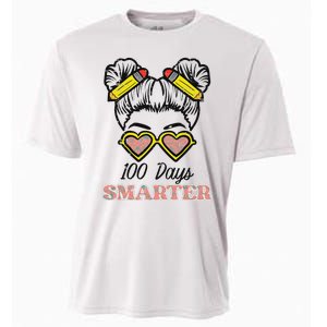 100 Days Smarter Bun 100th Day School Teacher Cooling Performance Crew T-Shirt