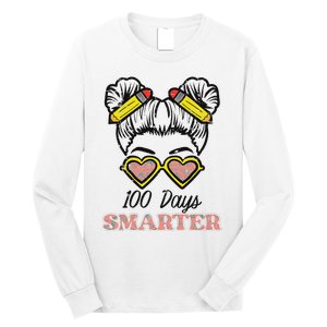 100 Days Smarter Bun 100th Day School Teacher Long Sleeve Shirt