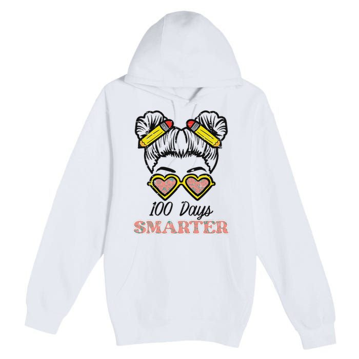 100 Days Smarter Bun 100th Day School Teacher Premium Pullover Hoodie