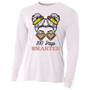 100 Days Smarter Bun 100th Day School Teacher Cooling Performance Long Sleeve Crew