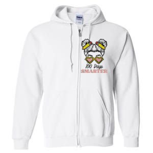 100 Days Smarter Bun 100th Day School Teacher Full Zip Hoodie