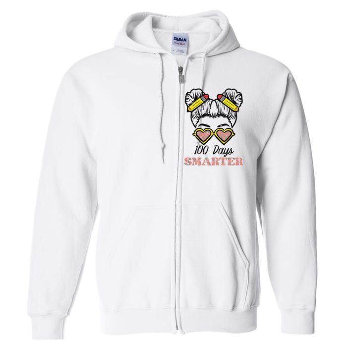 100 Days Smarter Bun 100th Day School Teacher Full Zip Hoodie