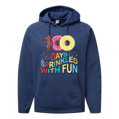 100 Days Sprinkled With Fun 100 Days Of School Kindergarten Great Gift Performance Fleece Hoodie