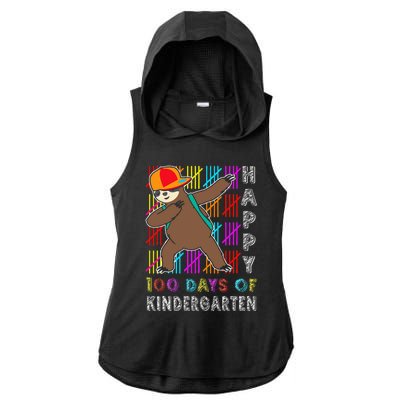 100 Days Smarter Happy 100th Day Of School Dabbing Sloth Ladies PosiCharge Tri-Blend Wicking Draft Hoodie Tank