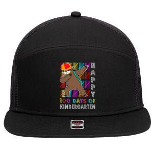 100 Days Smarter Happy 100th Day Of School Dabbing Sloth 7 Panel Mesh Trucker Snapback Hat