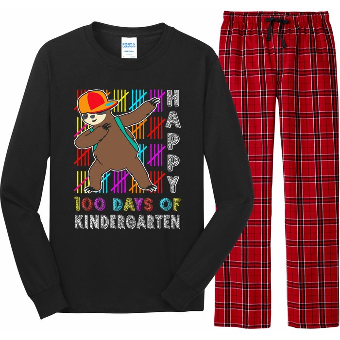 100 Days Smarter Happy 100th Day Of School Dabbing Sloth Long Sleeve Pajama Set