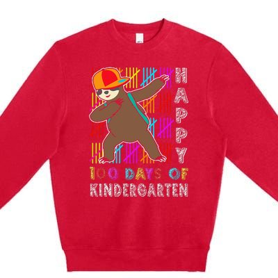 100 Days Smarter Happy 100th Day Of School Dabbing Sloth Premium Crewneck Sweatshirt