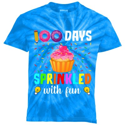 100 Days Sprinkled With Fun 100th Day Of School Cupcake Meaningful Gift Kids Tie-Dye T-Shirt