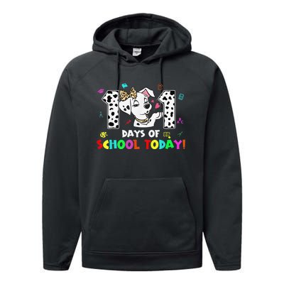 101 Days School Today 101 Days Smarter Dalmatian Lovers Performance Fleece Hoodie