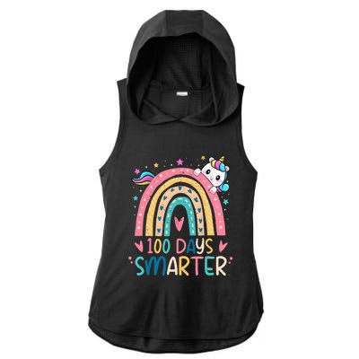 100 Days Smarter Unicorn 100th Day Of School Gift Ladies PosiCharge Tri-Blend Wicking Draft Hoodie Tank