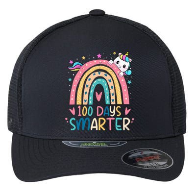 100 Days Smarter Unicorn 100th Day Of School Gift Flexfit Unipanel Trucker Cap