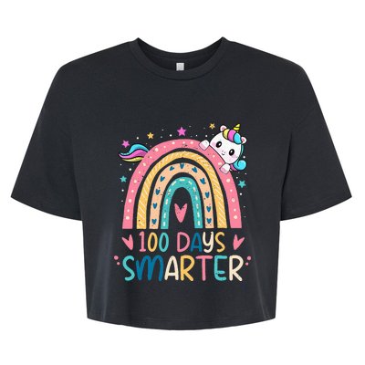 100 Days Smarter Unicorn 100th Day Of School Gift Bella+Canvas Jersey Crop Tee