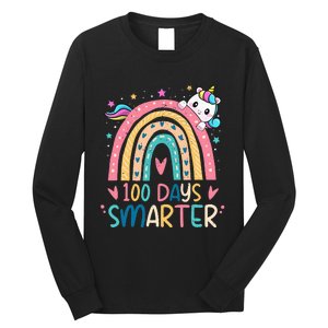 100 Days Smarter Unicorn 100th Day Of School Gift Long Sleeve Shirt