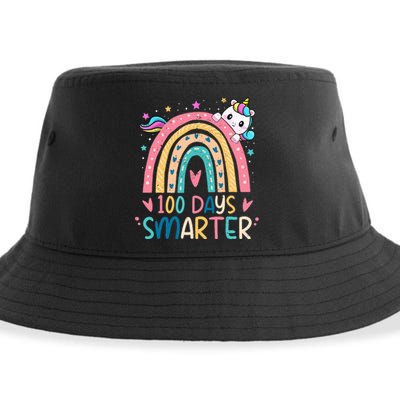 100 Days Smarter Unicorn 100th Day Of School Gift Sustainable Bucket Hat