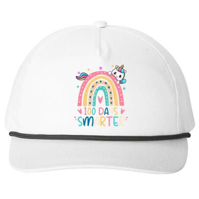 100 Days Smarter Unicorn 100th Day Of School Gift Snapback Five-Panel Rope Hat