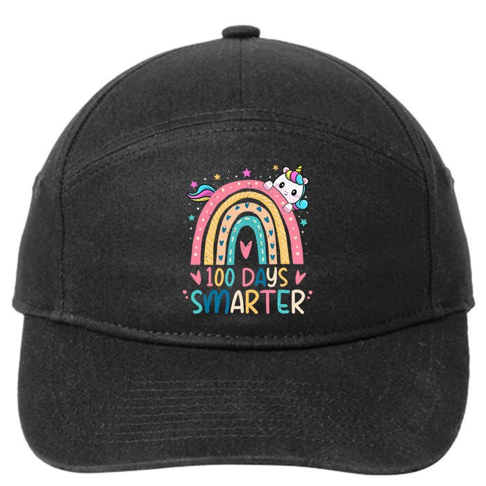 100 Days Smarter Unicorn 100th Day Of School Gift 7-Panel Snapback Hat