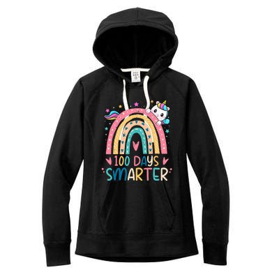 100 Days Smarter Unicorn 100th Day Of School Gift Women's Fleece Hoodie