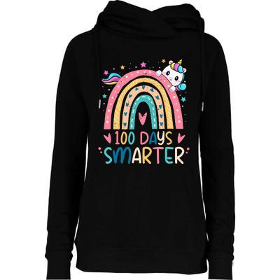 100 Days Smarter Unicorn 100th Day Of School Gift Womens Funnel Neck Pullover Hood