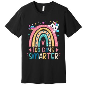 100 Days Smarter Unicorn 100th Day Of School Gift Premium T-Shirt