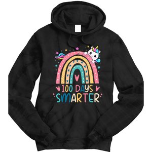 100 Days Smarter Unicorn 100th Day Of School Gift Tie Dye Hoodie