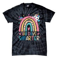 100 Days Smarter Unicorn 100th Day Of School Gift Tie-Dye T-Shirt