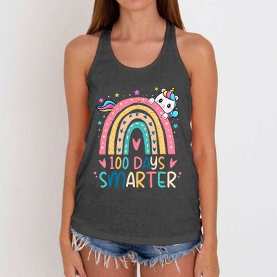 100 Days Smarter Unicorn 100th Day Of School Gift Women's Knotted Racerback Tank