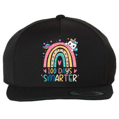 100 Days Smarter Unicorn 100th Day Of School Gift Wool Snapback Cap