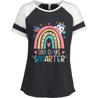 100 Days Smarter Unicorn 100th Day Of School Gift Enza Ladies Jersey Colorblock Tee