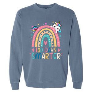 100 Days Smarter Unicorn 100th Day Of School Gift Garment-Dyed Sweatshirt